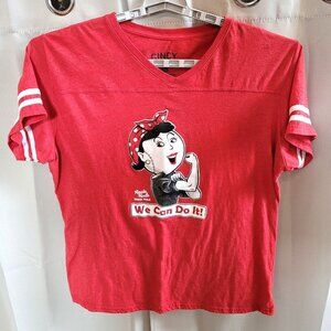 CINcinnati Reds Womens Top‎ Size 2X Rosie We Can Do It Baseball MBL V-Neck 17408